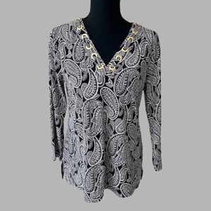 Michael Kors Paisley Print Stretch Jersey Blouse